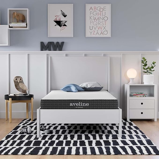 Modway Aveline Gel Infused Memory Mattress with CertiPUR-US Certified Foam, Twin, White