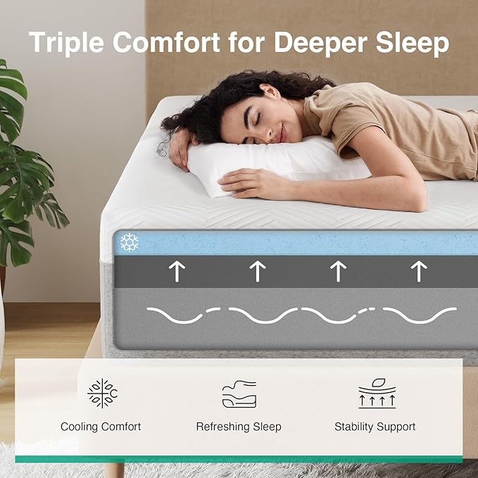 Novilla Mattress California King, 10 Inch Gel Memory Foam Cal King Mattress for Cool Night & Pressure Relief, Medium Plush Bed, Bliss