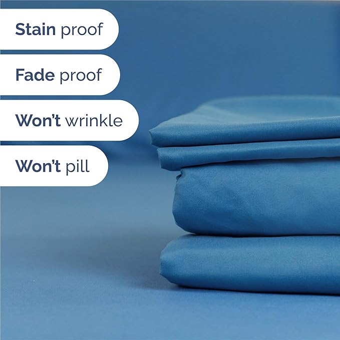 King Sheets Set 6 Piece - Includes 4 Pillowcases - Bed Sheets King Size - Soft Hotel Luxury Bedding - Cooling, Comfy, Cozy & Breathable - 1 Flat & 1 Fitted & 4 Pillowcases w/ Deep Pockets - Denim Blue