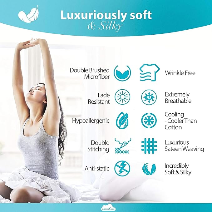 DREAMCARE Full Size Sheets Set - 6 Pcs Deep Pocket Cooling Bed Sheets - Soft, Long Lasting 100% Brushed Microfiber with Side Pocket (Emerald Green, Full)