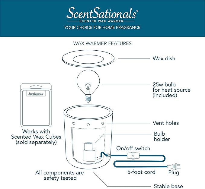 Scentsationals Wax Melt Warmer, Wax Warmer for Scented Wax Melts - Autumn Collection Gather Warmer - Candle Wax Melter for Fragrance Cubes and Tarts