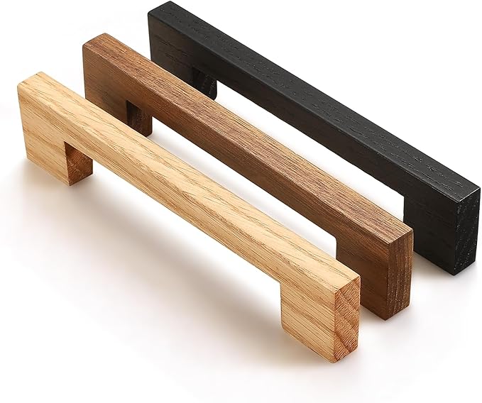 Black Square 5 in 4 pcs Wooden Drawer Pulls Handle pulls for cabinets Kitchen Cabinet Drawer pulls Cabinet Door Pull