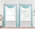 NICETOWN Pool Blue Decorative Window Scarfs, Fresh Color Chic Voile Sheer Curtains Flexible Valances for Beach House & Nursery Decor, Set of 2, W60 x L216