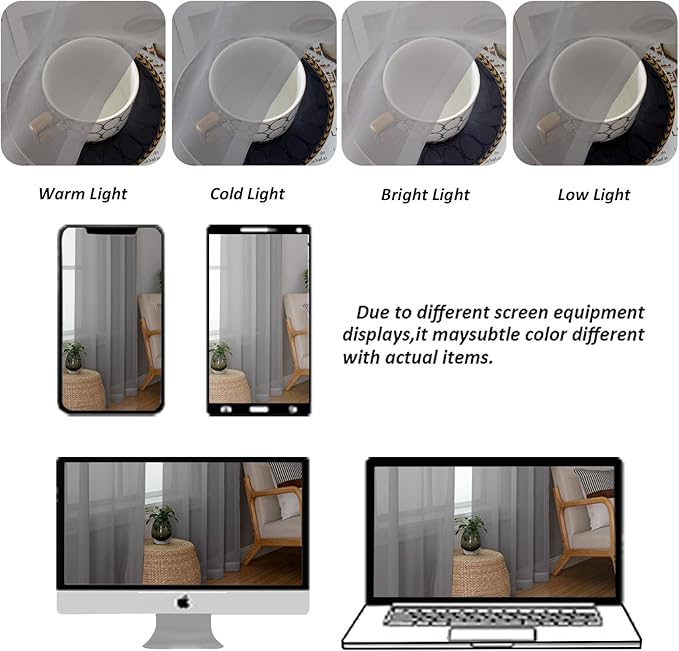 Chyhomenyc Sheer Charcoal Grey Valances for Windows 2 Pack, Small Window Curtains for Living Room Bathroom Cafe Laundry Basement, Modern Top Dual Rod Pocket Voile Curtain, 42W x 18L inches