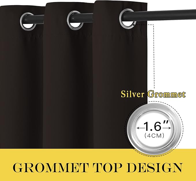 NICETOWN Patio Blackout Curtain Panels - Thermal Insulated Grommet Blackout Drapes Light Blinds Room Darkening Window Treatments for Villa/Cottage (2 Panels, W80 x L95, Toffee Brown)