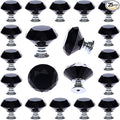 DEELF 25 Packs Kitchen Cabinet Knobs, 30 mm Crystal Cabinet Knobs, Diamond Dresser Handle Drawer Pulls, Dresser Knobs for Cabinets and Drawers, Black