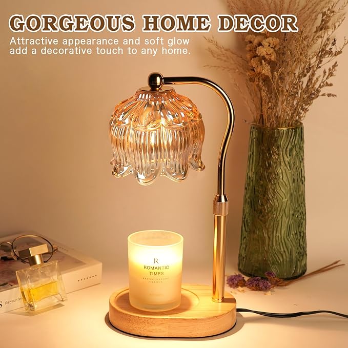 Christmas Birthday Gifts for Women, Candle Warmer Lamp with Timer & Height Adjustable, House Warming Gift for New Home Essentials, Gift for Mom Her Grandma, Flower Candle Warming Lamp