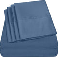 Sweet Home Collection 6 Piece 1500 Supreme Collection Brushed Microfiber Deep Pocket Sheet Set-2 Extra Pillow Cases, Great Value, Split King, Denim