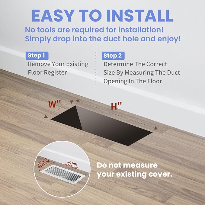 4x12 Inches Heavy Duty Walkable Floor Register - Easy Adjust Air Supply Lever Decorative Floor Vent Covers - Boston Design Vent Covers for Home - Matte Black