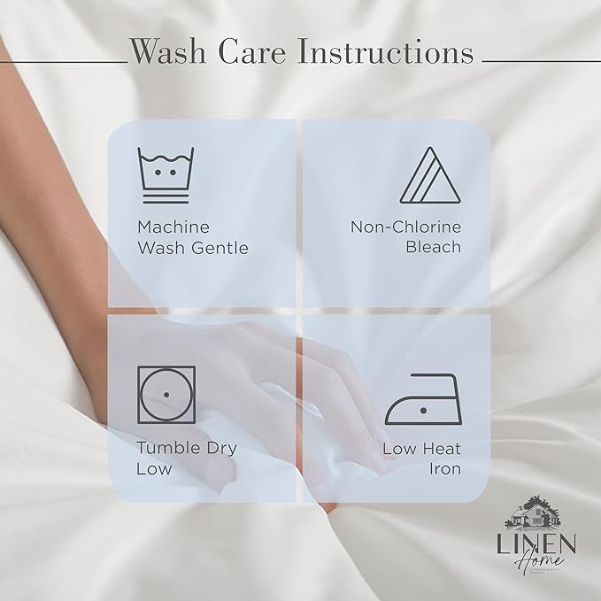 Linen Home 100% Cotton Percale Sheets King Size, Baby Blue, Deep Pocket, 4 Pieces Set - 1 Flat, 1 Deep Pocket Fitted Sheet and 2 Pillowcases, Crisp Cool and Strong Bed Linen