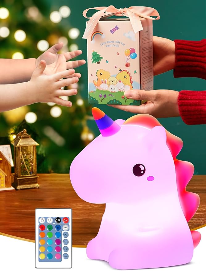 One Fire 【Unicorns Gifts for Girls】 Unicorn Night Light for Kids, 16 Colors & Remote Control Baby Night Light, Rechargeable Unicorn Lamp Girls Night Light, Cute Gifts for Kids Gifts Teen Girl Gifts