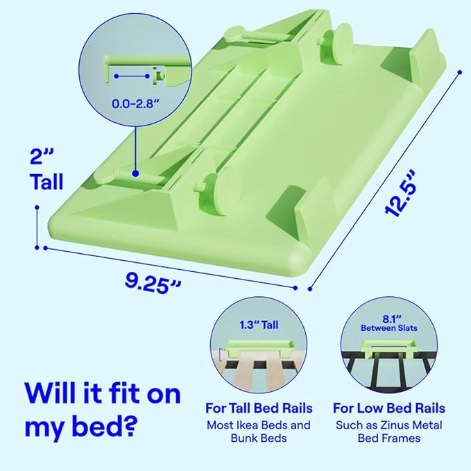 BedShelfie Bedside Shelf for Dorm Room Bunk Bed & Top Bunk, College Dorm Room Essentials, Bedside Caddy, Clip on Floating Desk Tray, Bed Side Table Storage, Loft Nightstand Decor - Cable Catch, Black