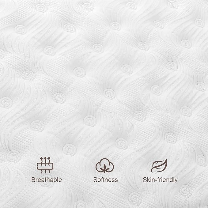 Twin Mattress, 12 Inch Hybrid Mattresses Eurotop with Gel Memory Foam,Motion Isolation Individually Wrapped Pocket Coils Breathable Comfort Soft Pressure Relief 100 Night Trial