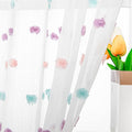 MYSKY HOME Pom Pom Sheer Curtains for Girls' Bedroom and Nursery - Rainbow 72 Inch Long Door Curtains with Rod Pocket - Semi-Transparent, Light Filtering - 52 x 72 Inch, 2 Panels