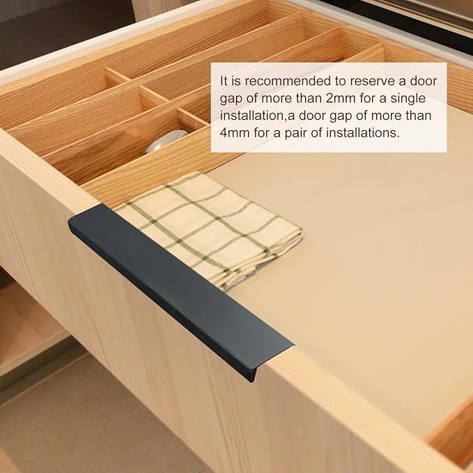 uxcell Cabinet Finger Edge Pull, 3pcs 150mm / 5.91" Aluminum Alloy Back Mount Hidden Cabinet Pulls Concealed Handle for Home Kitchen Drawer Cabinet, Black