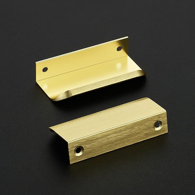 Ravinte Hardware 30 Pack Gold Cabinet Handles, 3.15 Inch (80mm) Finger Edge Pulls, 2-1/2 Inch Hole Center, Finger Pulls for Cabinets