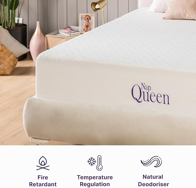 NapQueen 8 Inch Cooling Gel King Size Medium Firm Memory Foam Mattress, Bed in a Box, NQ72