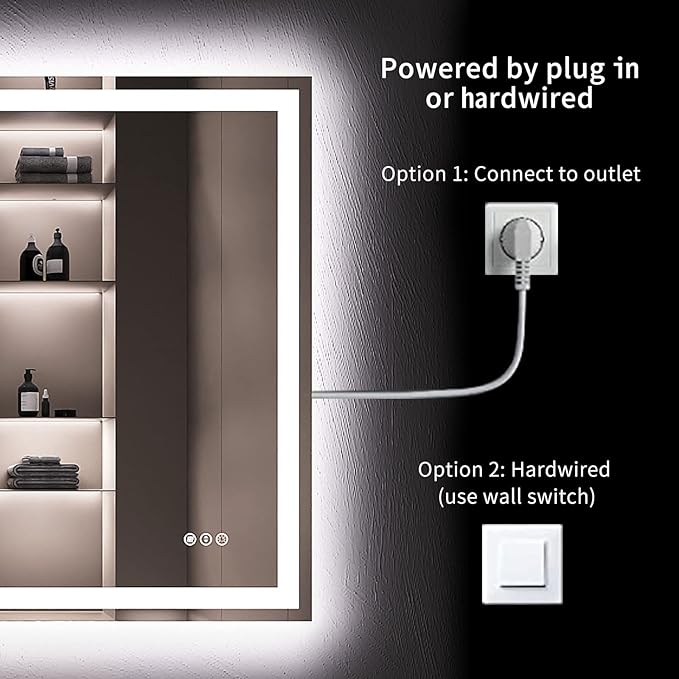 LOAAO 36X36 LED Bathroom Mirror with Lights, Anti-Fog, Dimmable, Backlit + Front Lit, Lighted Bathroom Vanity Mirror for Wall, Memory Function, Tempered Glass, Safe to Use, ETL Listed
