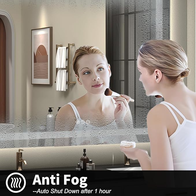 LED Bathroom Mirror for Wall 72x 40, Large Lighted Vanity Mirror with Lights, Dimmable, Anti-Fog, Shatter-Proof, ETL Listed (Front + Backlit)