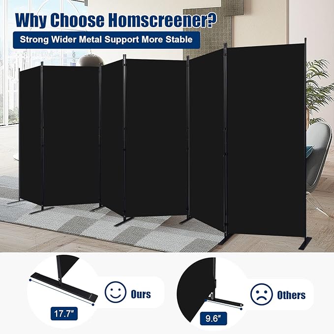 Room Divider 6FT Portable Room Dividers and Folding Privacy Screens, 204'' W Fabric Divider for Room Separation, 6 Panel Partition Room Dividers Freestanding Wall Divider Screen for Dorm Studio Office