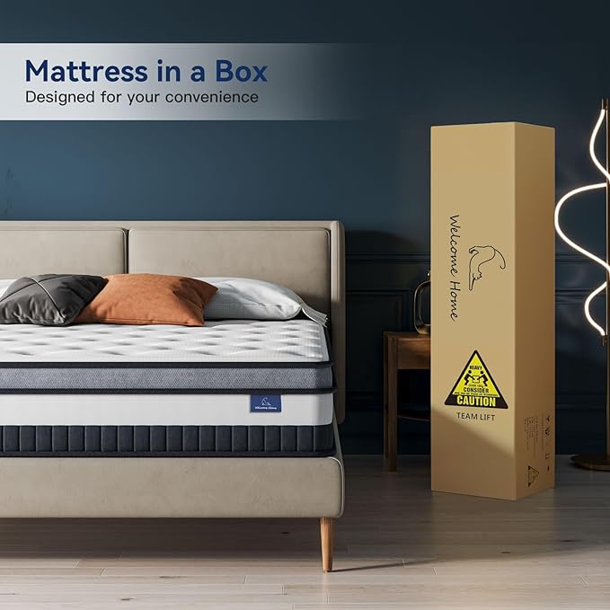 Vesgantti Full Mattress 12 Inch Innerspring Multilayer Hybrid Full Size Mattress - Ergonomic Design with Memory Foam and Pocket Spring Mattresses Full Size - Box Top Series Medium Firm Feel