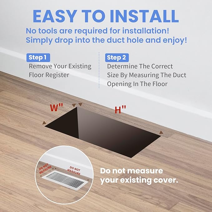 4x8 Inches 2 Pack Heavy Duty Walkable Floor Register - Easy Adjust Air Supply Lever Decorative Floor Vent Covers, Boston Design Vent Covers for Home - Satin Nickel