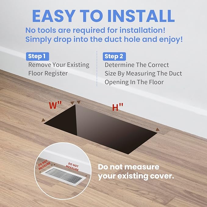 4x8 Inches 2 Pack Heavy Duty Walkable Floor Register - Easy Adjust Air Supply Lever Decorative Floor Vent Covers, Boston Design Vent Covers for Home - Antique Brass