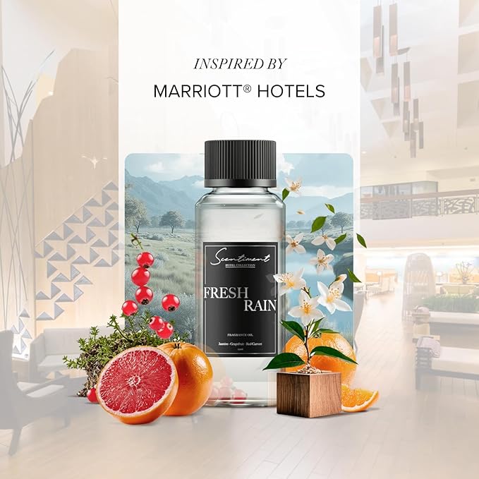 Scentiment Diffuser Oil - Fresh Rain | Aromatherapy Home Fragrance |Inspired by Luxury Five Star Hotels | Luxurious Scent with Notes of Fresh Grapefruit and Crisp Red Currant (120 mL)
