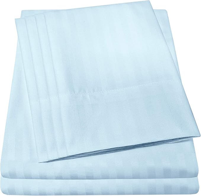 Twin Size Bed Sheets - 4 Piece 1500 Supreme Collection Fine Brushed Microfiber Deep Pocket Twin Sheet Set Bedding - 1 EXTRA PILLOW CASES, GREAT VALUE, Twin, Dobby Light Blue