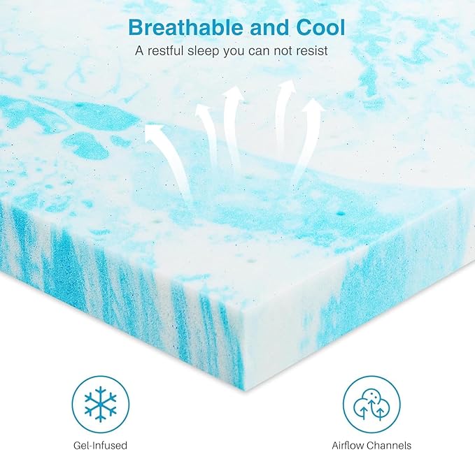 Mattress Topper, Twin XL Cooling Memory Foam Bed Toppers, 3 Inch Soft Mattress Pads for Sleeper Sofa, RV, Camper, CertiPUR-US Certified