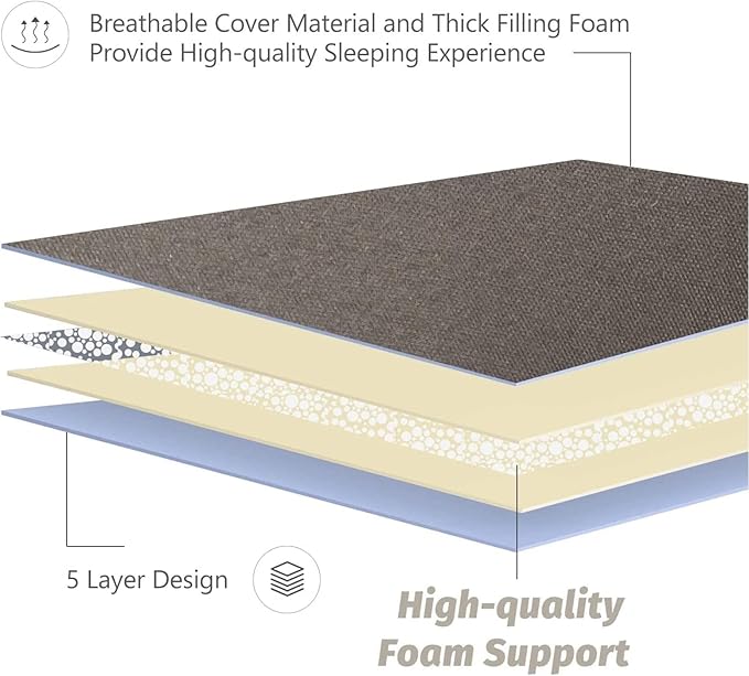 MAXYOYO Japanese Floor Mattress Futon Mattress, 4" Thicken Tatami Mat Sleeping Pad Foldable Roll Up Mat Boys Girls Dormitory Pad Kids Floor Lounger Pillow Bed, Charcoal Grey, Queen Size