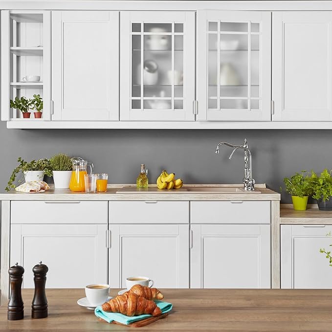 Ravinte Hardware 30 Pack Silver Cabinet Handles, 7.8 Inch (200mm) Finger Edge Pulls, 6-1/4 Inch Hole Center, Finger Pulls for Cabinets