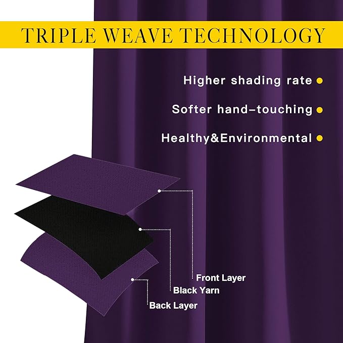 NICETOWN Blackout Curtains Drapery Panels - Window Treatment Royal Purple Blackout Curtains/Panels for Bedroom/Living Room Window, 84 inches Long, 2 Panel Set