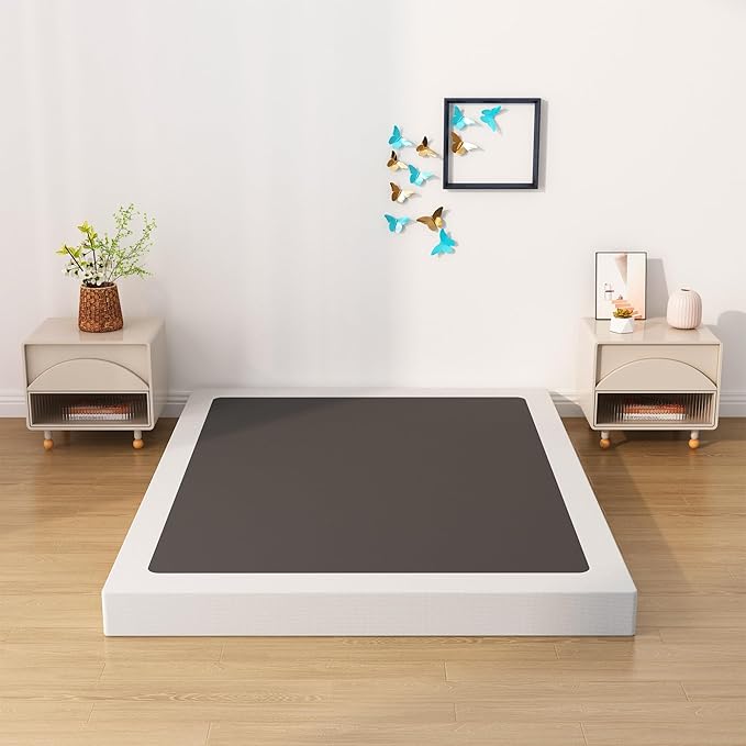 Box Spring for Queen Bed Bed Base 4 inch, Low Profile Metal Queen Box Spring with Fabric Cover, 3000 Lbs Max Weight Capacity Mattress Foundation, Noise-Free, Easy Assembly