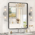 22x30 Inch Black Metal Framed Mirror for Bathroom, Matte Black Vanity Mirror, Rounded Rectangle Bathroom Mirror, Anti-Rust, Shatterproof (Horizontal/Vertical)