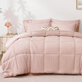 Love's cabin California King Comforter Set Blush Pink, 7 Pieces California King Bed in a Bag, All Season Bedding Sets with 1 Comforter, 1 Flat Sheet, 1 Fitted Sheet, 2 Pillowcase and 2 Pillow Sham