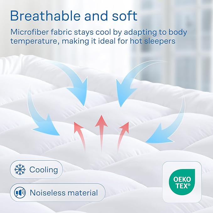 Ultra Soft Twin XL Mattress Topper - Cloud-Like Mattress Pad for Back Pain Relief - Breathable Cooling Material for Hot Sleepers