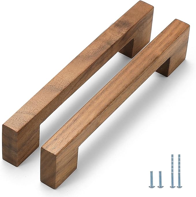 Walnut Square 7-1/2in 2 pcs Wooden Drawer Pulls Handle pulls for cabinets Kitchen Cabinet Drawer pulls Cabinet Door Pull
