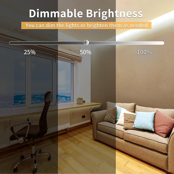 COB LED Strip Lights 100ft,3000K DC 24V Dimmable Warm White Flexible LED Rope Lights for Bedroom,with Remote and app Control LED Lights Strip for Living Room, Shelf, Cabinet