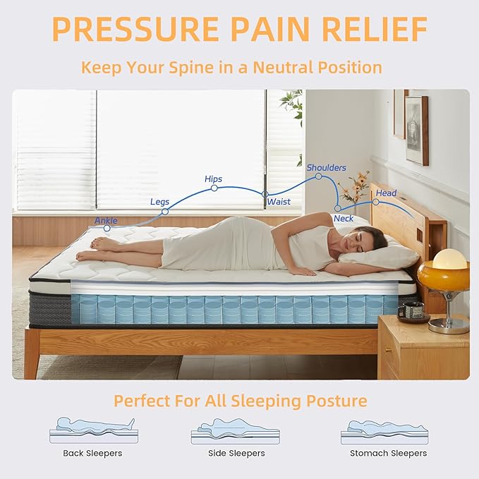 Review Queen Mattresses, 10 Inch Queen Size Mattress in a Box,Memory Foam Hybrid Mattress,with Individual Pocket Spring for Motion Isolation & Silent Sleep, Pressure Relief, Plush Firmness