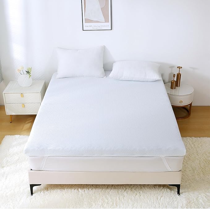 MUXHOMO 3.9 Inch 7-Zone King Mattress Topper, Egg Crate Foam Mattress Topper King Size for Back Pain, Lavender Cooling Gel Infused Bed Pad, CertiPUR-US and Oeko-TEX Certification (76"×80")