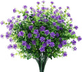 GREENRAIN Artificial Flowers Outdoor Fake Flowers for Decoration UV Resistant No Fade Faux Plastic Plants Garden Porch Window Box Décor (6 Bundles, 3#Purple)