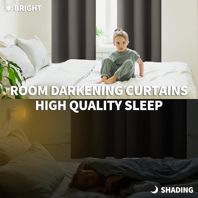 BGment Blackout Curtains for Bedroom - Grommet Thermal Insulated Room Darkening Curtains for Living Room, Set of 2 Panels (52 x 72 Inch, Grey)