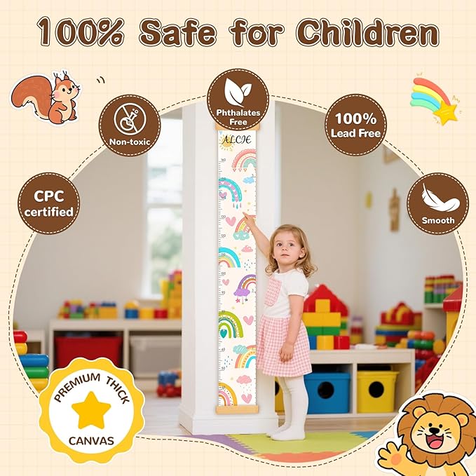 Kids Growth Chart Height Measuring Chart, Christmas Deer Child Height Measurement, Height Measurement for Children Boys Girls, Baby Room Nursery Wall Decor