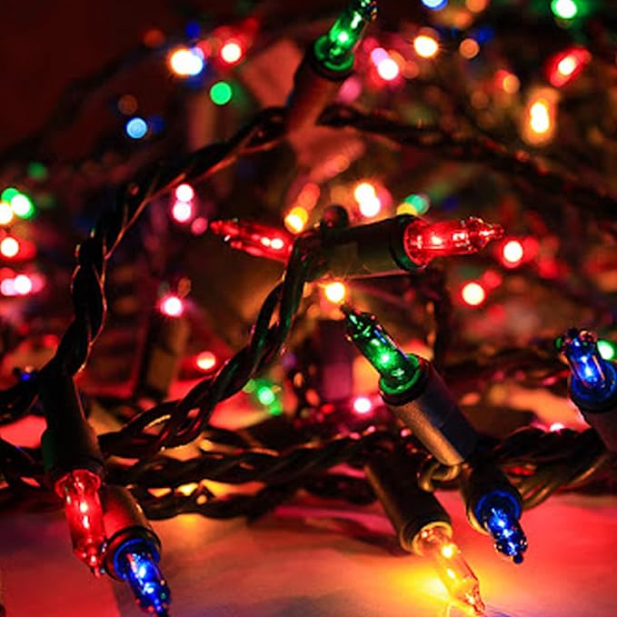 Dazzle Bright Multi-Colored Christmas Mini String Lights, 20FT 100 Count Incandescent Waterproof Fairy Lights Plug in, Connectable Christmas Decorations for Indoor Outdoor Home Party Garden Yard