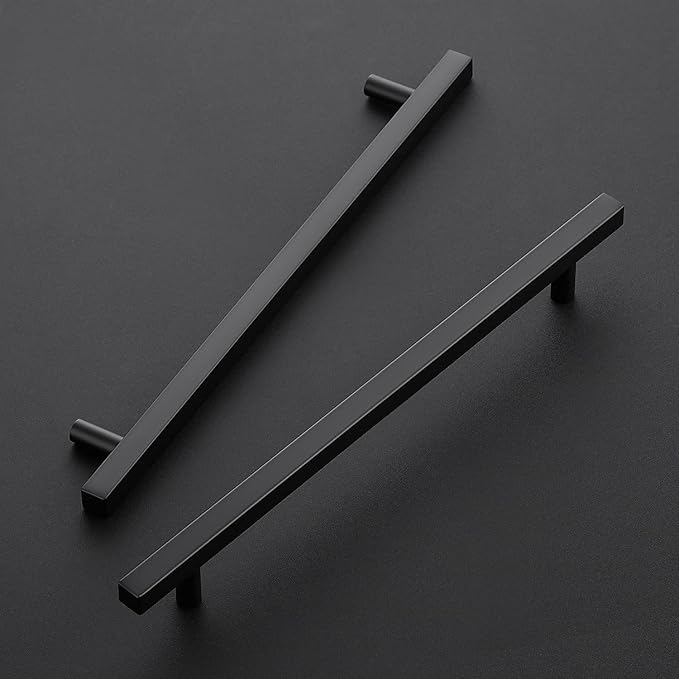 Ravinte Black Cabinet Handles 30 Pack 10 inch Matte Black Square Cabinet Pulls Kitchen Hardware 12-1/2 inch Overall Length Kitchen Drawer Pulls