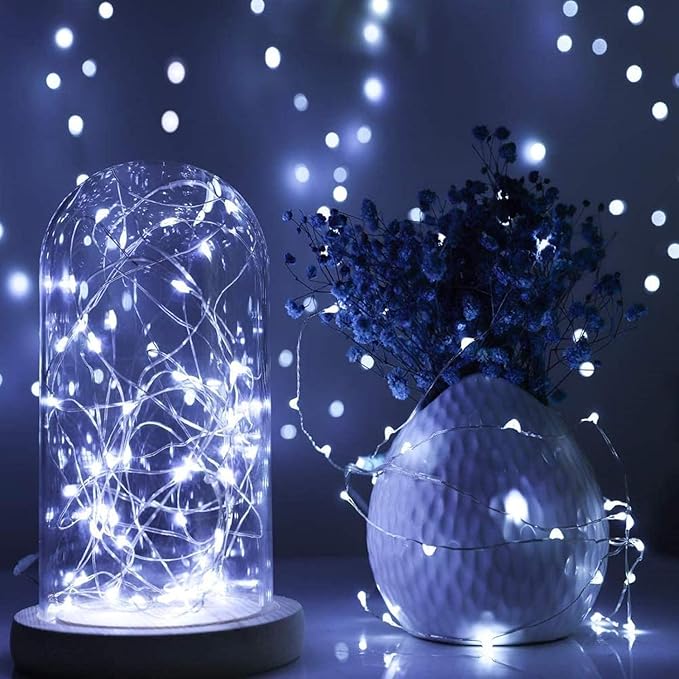 ZNYCYE 50 LED Fairy Lights with Timer, 8.2Ft 8 Modes Battery Operated, 4 Pack Mini Led String Lights for DIY Wedding Bedroom Mason Jar Vases Table Party Christmas Decoration (Cool White)