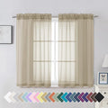 Aiyufeng Taupe Sheer Curtains 45 Inches Long 2 Panels Set, Semi Transparent Voile Rod Pocket Sheer Window Drapes for Bedroom Bed Canopy Living Room Dining Wedding Party Backdrop, 42W x 45L inch