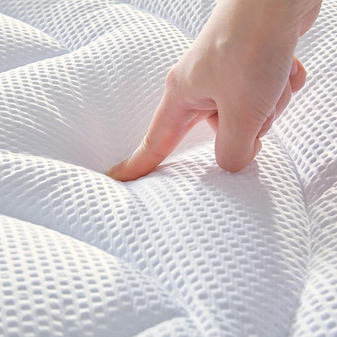 SLEEP ZONE Cooling Mattress Topper California King, Premium Zoned Cool Mattress Pad Cover, Padded Mattress Protector Breathable Washable, Deep Pocket 8-21" (White, Cal King)