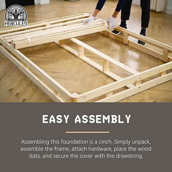 Hercules 4 Inch Low Profile Foundation Mattress Box Spring Replacement, Twin